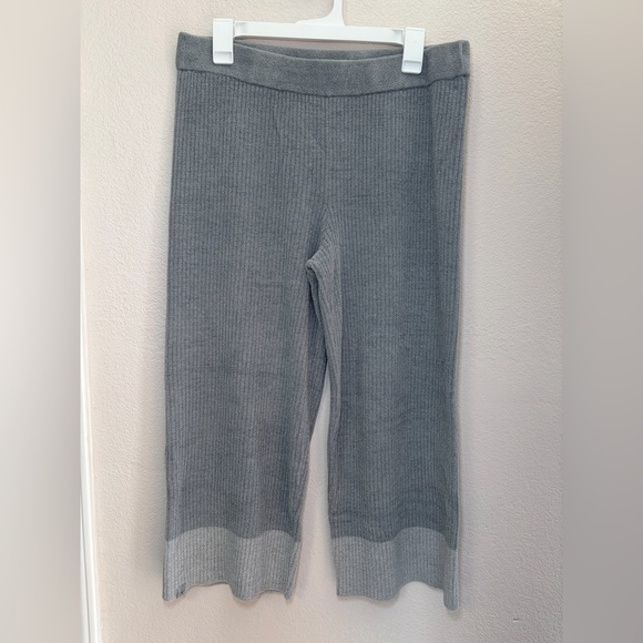 Barefoot Dreams CozyChic Ultra Lite Gray Heather Blocked Ankle Wide-Leg Pants L - Picture 3 of 8